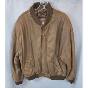 Vintage‎ Adventure Bound 80s 90s Brown Leather Bomber Jacket Thinsulate 1X